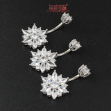 925 Sterling Silver Flower Zircon Belly Button Ring