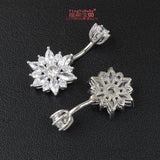 925 Sterling Silver Flower Zircon Belly Button Ring