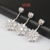 925 Sterling Silver Flower Zircon Belly Button Ring