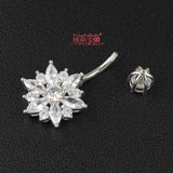 925 Sterling Silver Flower Zircon Belly Button Ring