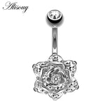 Rose Flower Navel Piercing Belly Button Rings Surgical Steel Women Christmas