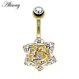Rose Flower Navel Piercing Belly Button Rings Surgical Steel Women Christmas