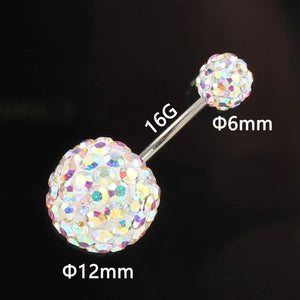 Aurora Pink Stainless Steel Belly Ring Navel Bar 16G