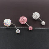 Aurora Pink Stainless Steel Belly Ring Navel Bar 16G
