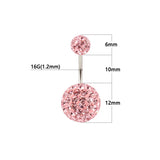 Aurora Pink Stainless Steel Belly Ring Navel Bar 16G