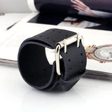 Leather Bracelet With Alloy Buckle Adjustable Cuff Wristband
