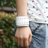 Leather Bracelet With Alloy Buckle Adjustable Cuff Wristband