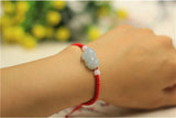Hand Woven Red Rope Jade Bracelet for Men and Women