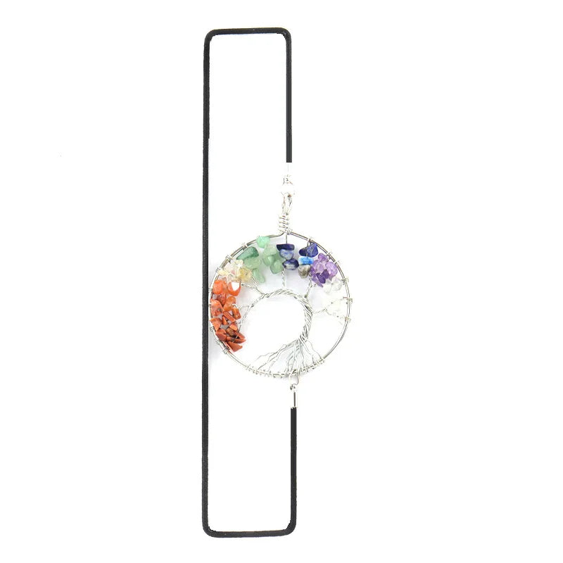 Tree Of Life Elastic Rope Bookmark Braid Silver Reiki Mineral Rock Crystal