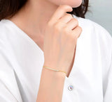 925 Silver Bracelet with CZ Curve Tube Adjustable for Women
