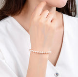 925 Sterling Silver Pink Freshwater Pearl Bracelet For Women