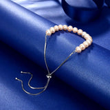 925 Sterling Silver Pink Freshwater Pearl Bracelet For Women