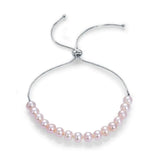 925 Sterling Silver Pink Freshwater Pearl Bracelet For Women