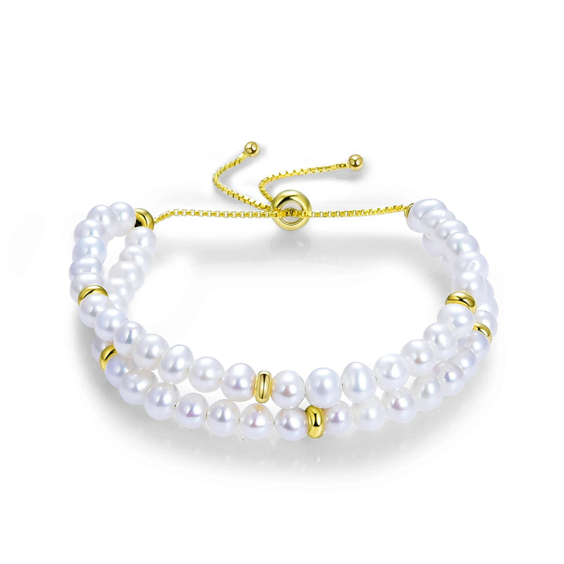 925 Silver Double Line Pearl Bracelet For Women