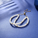 925 Silver Double Line Pearl Bracelet For Women