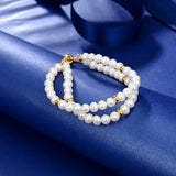 925 Silver Double Line Pearl Bracelet For Women