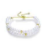 925 Silver Double Line Pearl Bracelet For Women