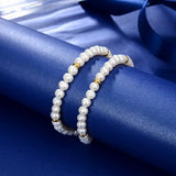 925 Silver Double Line Pearl Bracelet For Women