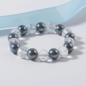 Natural 10-11mm Mother of Pearl Bracelet with Crystal Stretch Gift