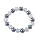 Natural 10-11mm Mother of Pearl Bracelet with Crystal Stretch Gift