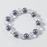 Natural 10-11mm Mother of Pearl Bracelet with Crystal Stretch Gift