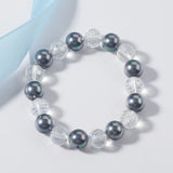 Natural 10-11mm Mother of Pearl Bracelet with Crystal Stretch Gift