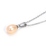 Natural Freshwater Cultured Rice Oval Pearl Necklace For Women/Girls