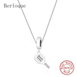 925 Silver Beach Tennis Racket Pendant Necklace for Women