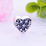 925 Sterling Silver Snowflake Heart Beads Charms for Bracelets