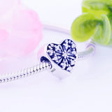 925 Sterling Silver Snowflake Heart Beads Charms for Bracelets
