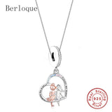 925 Silver Sister Forever Heart Pendant Necklace Women Jewelry