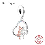 925 Silver Sister Forever Heart Pendant Necklace Women Jewelry