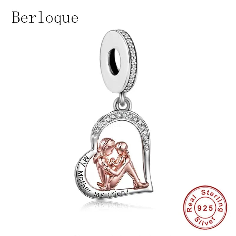 925 Silver My Mother My Child Heart Pendant Necklace