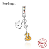 925 Silver Guitar Pendant Beads Charms for Jewelry Making