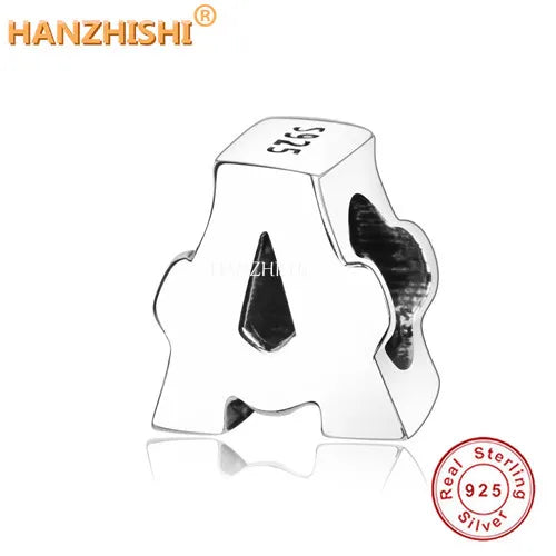 925 Sterling Silver A to Z Alphabet Letter Charms Beads for Pandora Bracelets