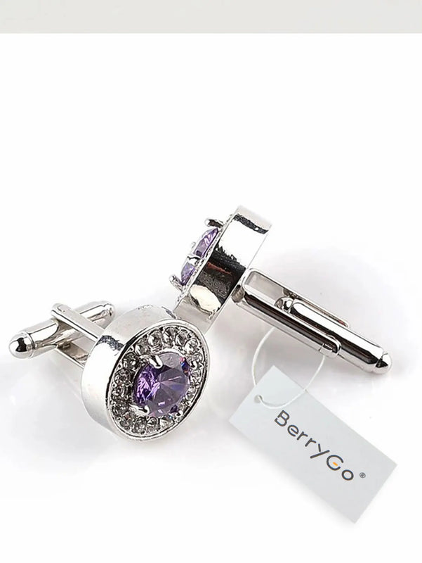 Crystal Inlay Drill French Cuff Mr Classic High Shirt Suit Cufflinks