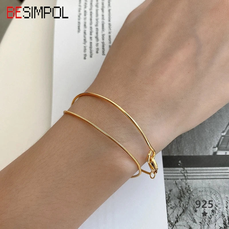 925 Silver Snake Chain Bracelet for Women 7.5"