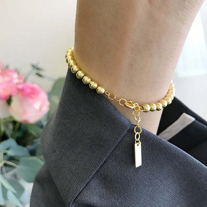 925 Silver Round Bead Bracelets for Women