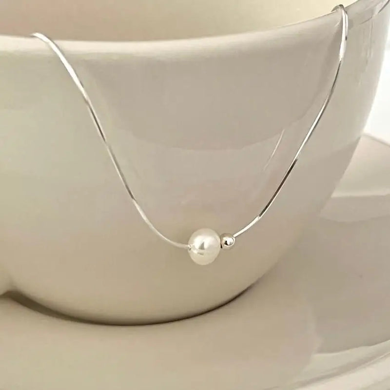 925 Silver Pearl Necklace Choker for Women Fine Jewellery