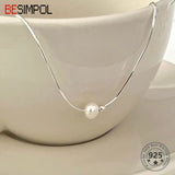 925 Silver Pearl Necklace Choker for Women Fine Jewellery