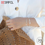 925 Silver Double Layer Zircon Adjustable Bracelet