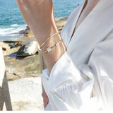 925 Silver Double Layer Zircon Adjustable Bracelet