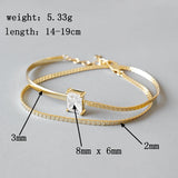 925 Silver Double Layer Zircon Adjustable Bracelet
