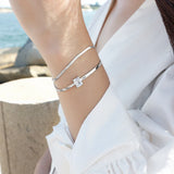 925 Silver Double Layer Zircon Adjustable Bracelet