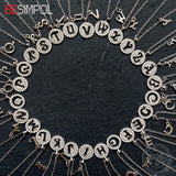 925 Silver Lucky Letters Necklace Zircon Pendant Jewelry Gift