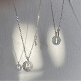 925 Silver Lucky Letters Necklace Zircon Pendant Jewelry Gift