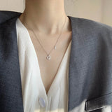 925 Silver Lucky Letters Necklace Zircon Pendant Jewelry Gift
