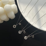 925 Silver Lucky Letters Necklace Zircon Pendant Jewelry Gift