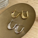 French Style 925 Silver Stud Earrings U Shape Daily Jewelry