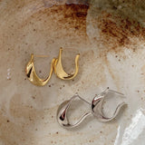 French Style 925 Silver Stud Earrings U Shape Daily Jewelry